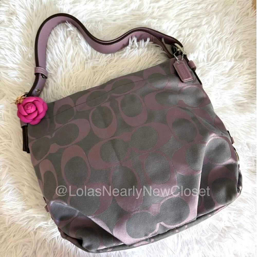 COACH Purple Signature Canvas Duffle Shoulder Bag Crossbody